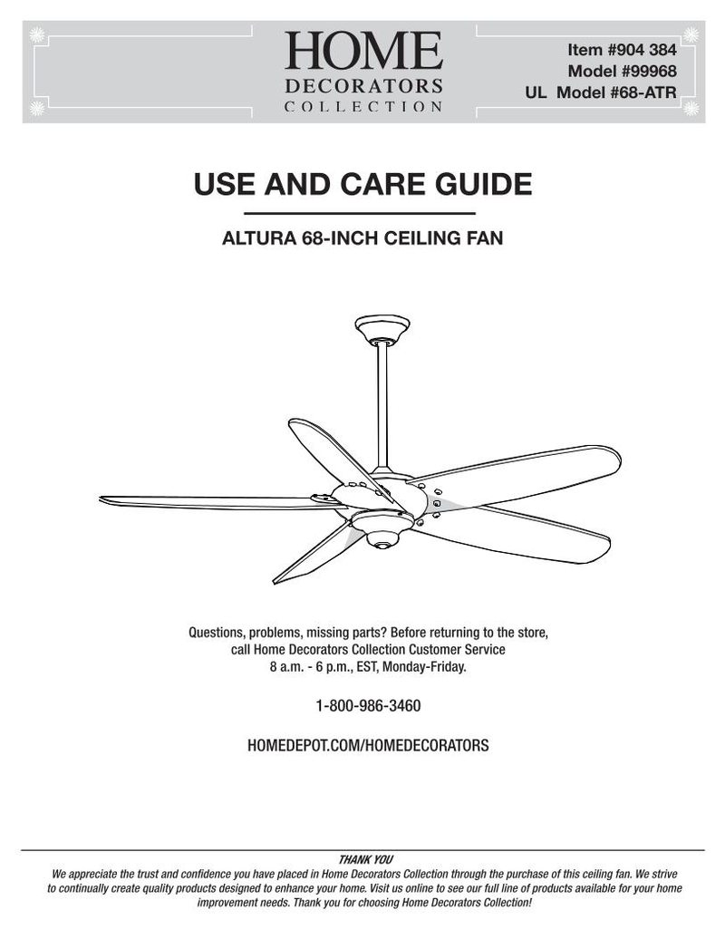 Home Decorators Collection Ceiling Fan Manual